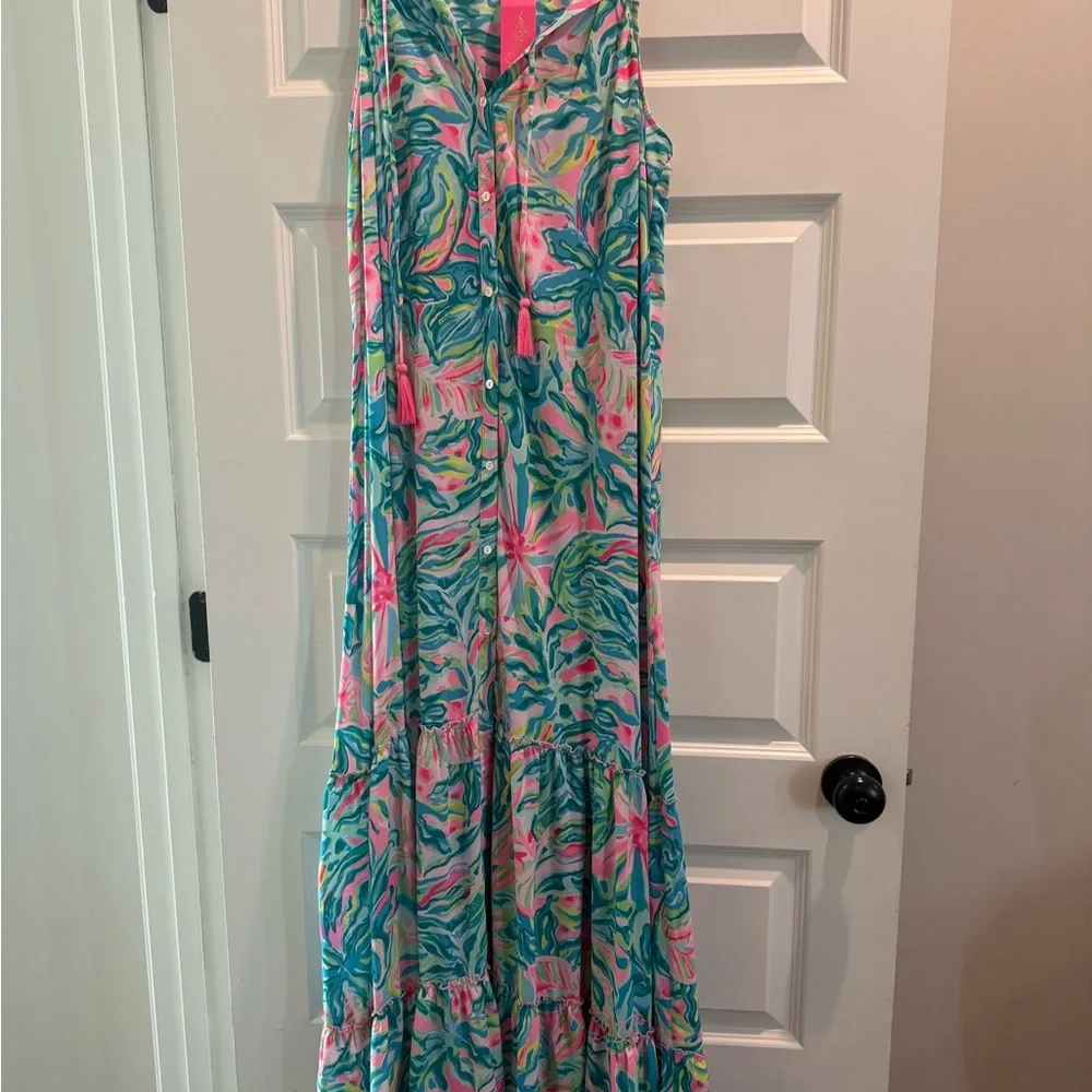 Lilly Pulitzer Colorful Tropical Luliana Maxi Dress - Picture 1 of 5